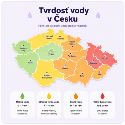 Mapa tvrdosti vody na Slovensku
