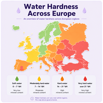 Map of water hardness in Slovakia