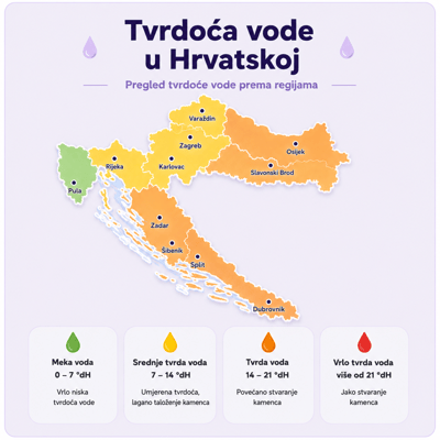 Karta tvrdoće vode u Slovačkoj