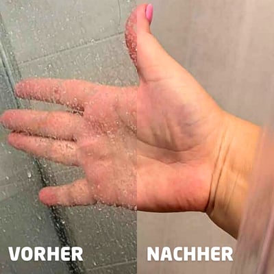 Kalk in der Dusche – vorher und nachher