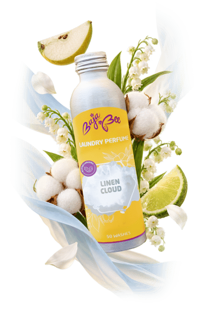 Parfum de rufe BajaBee Linen Cloud cu floare de bumbac, lăcrămioară, pară și lemn de santal