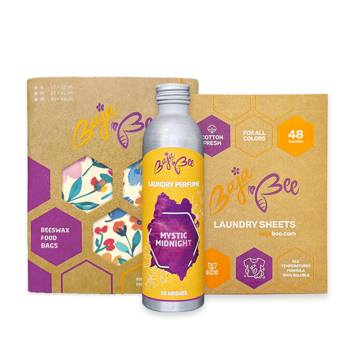 BajaBee Eco Set | Beeswax bag + Laundry Sheets + Laundry perfume