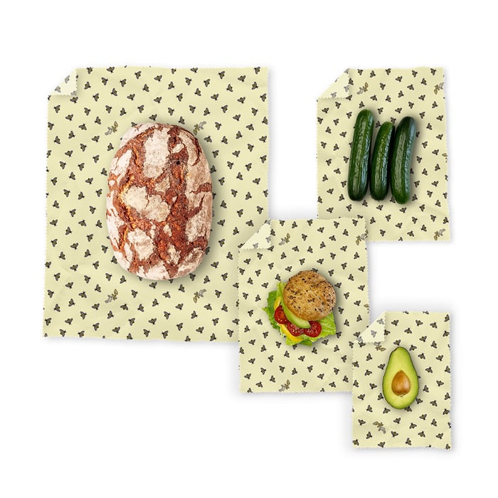 Beeswax wraps - Multipack XL/M/M/S, Yellow bees