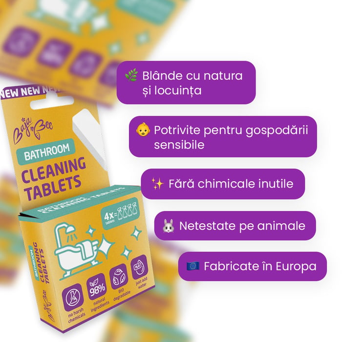 Pachet de start - tablete de curățare pentru baie 4 buc + sticlă