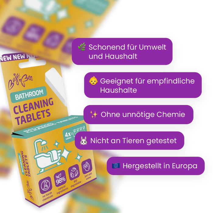 Starterpaket - Reinigungstabletten für das Badezimmer 4 Stk. + Flasche