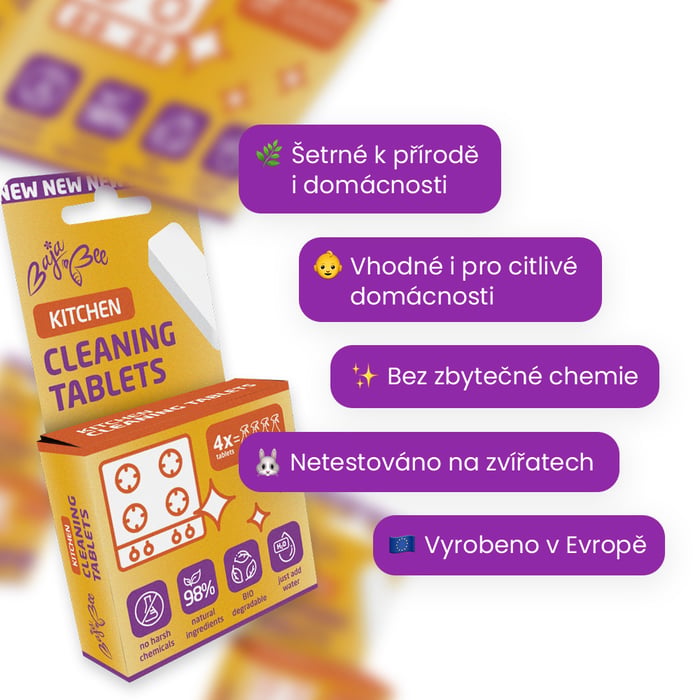 Startovací balíček - čisticí tablety do kuchyně 4 ks + láhev