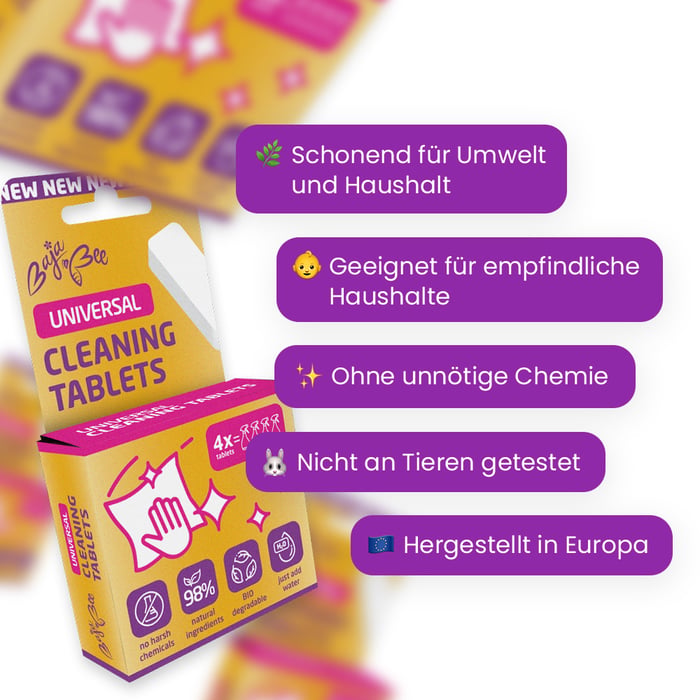 Starterpaket - Universal-Reinigungstabletten 4 Stk. + Flasche