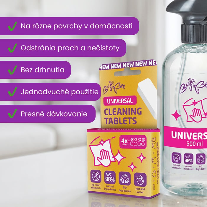 Štartovací balíček - univerzálne čistiace tablety 4 ks + fľaša