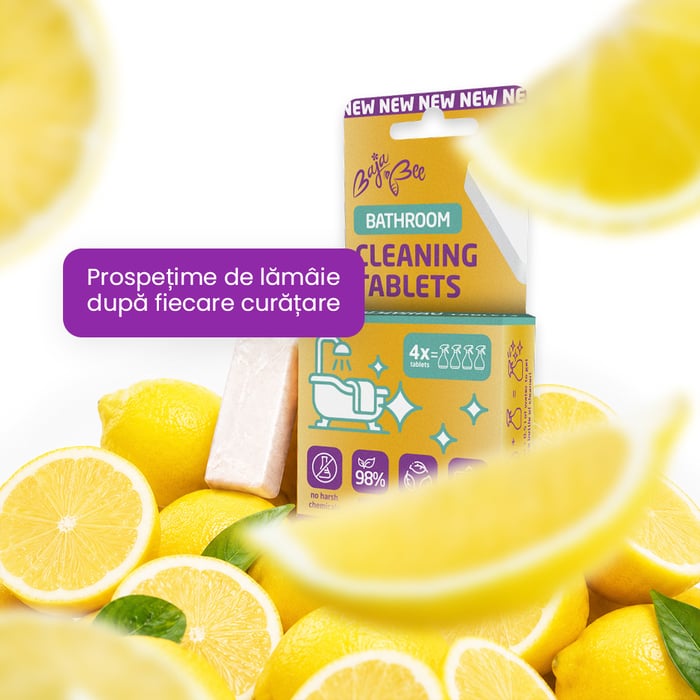 Pachet de start - tablete de curățare pentru baie 4 buc + sticlă