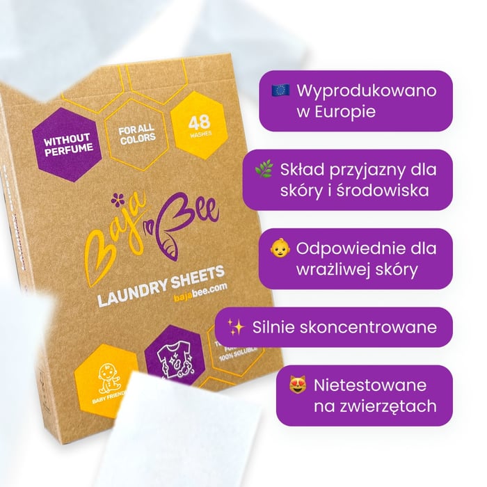 Listki do prania BajaBee - Bezzapachowe, 48 prań