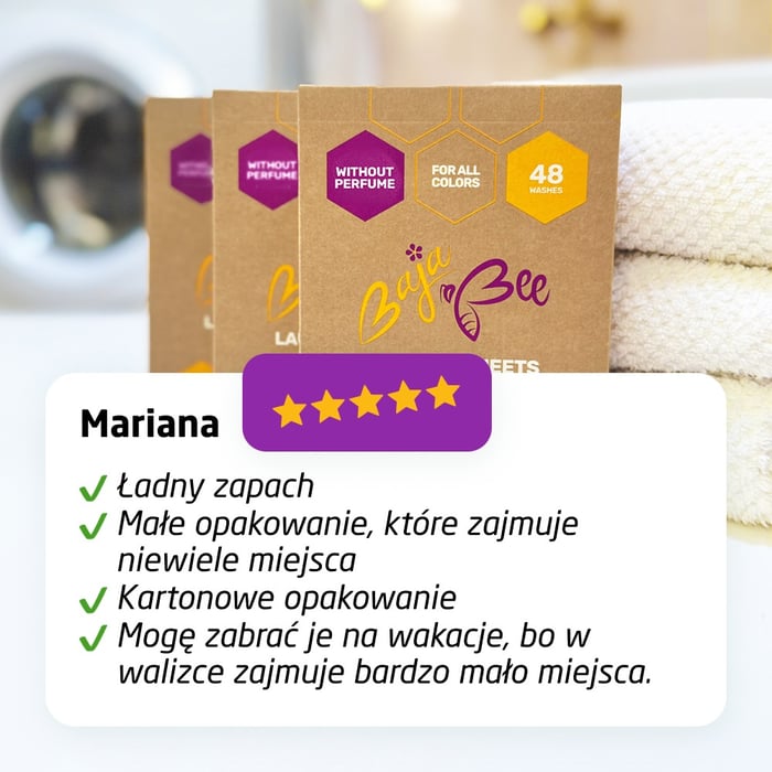 Listki do prania BajaBee - Bezzapachowe, 48 prań