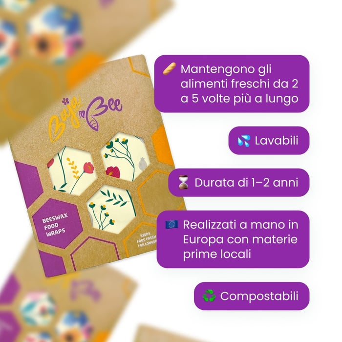 Sacchetto in cera d'api - XL, Fiori, 1 pz.