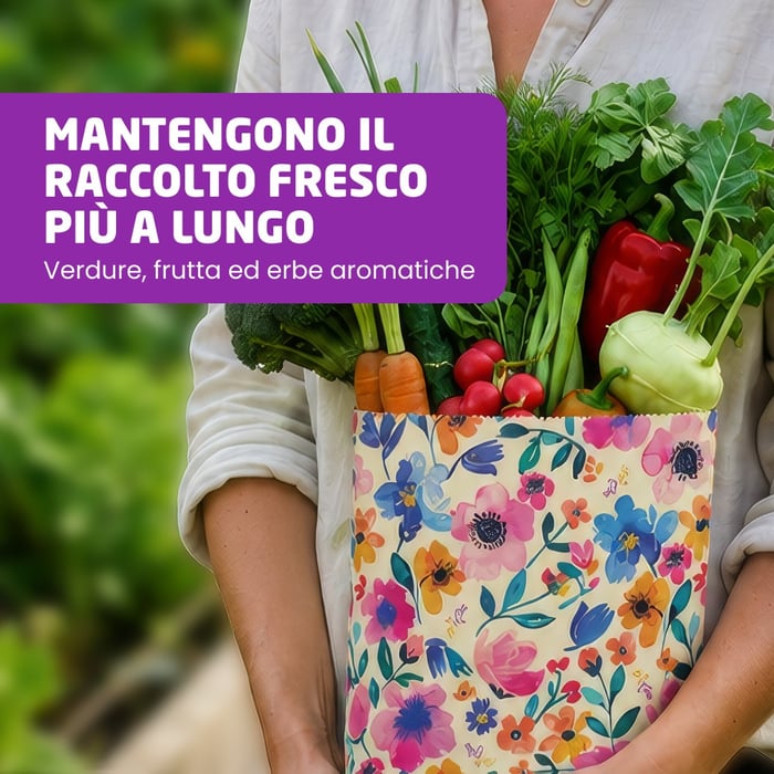 Sacchetto in cera d'api - XL, Fiori, 1 pz.