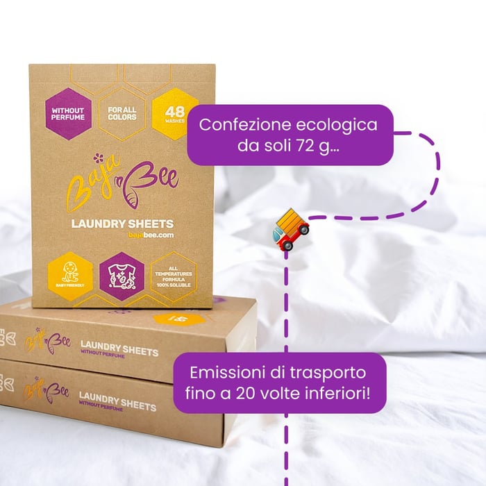 Detersivo in fogli BajaBee - Senza profumo, 48 lavaggi